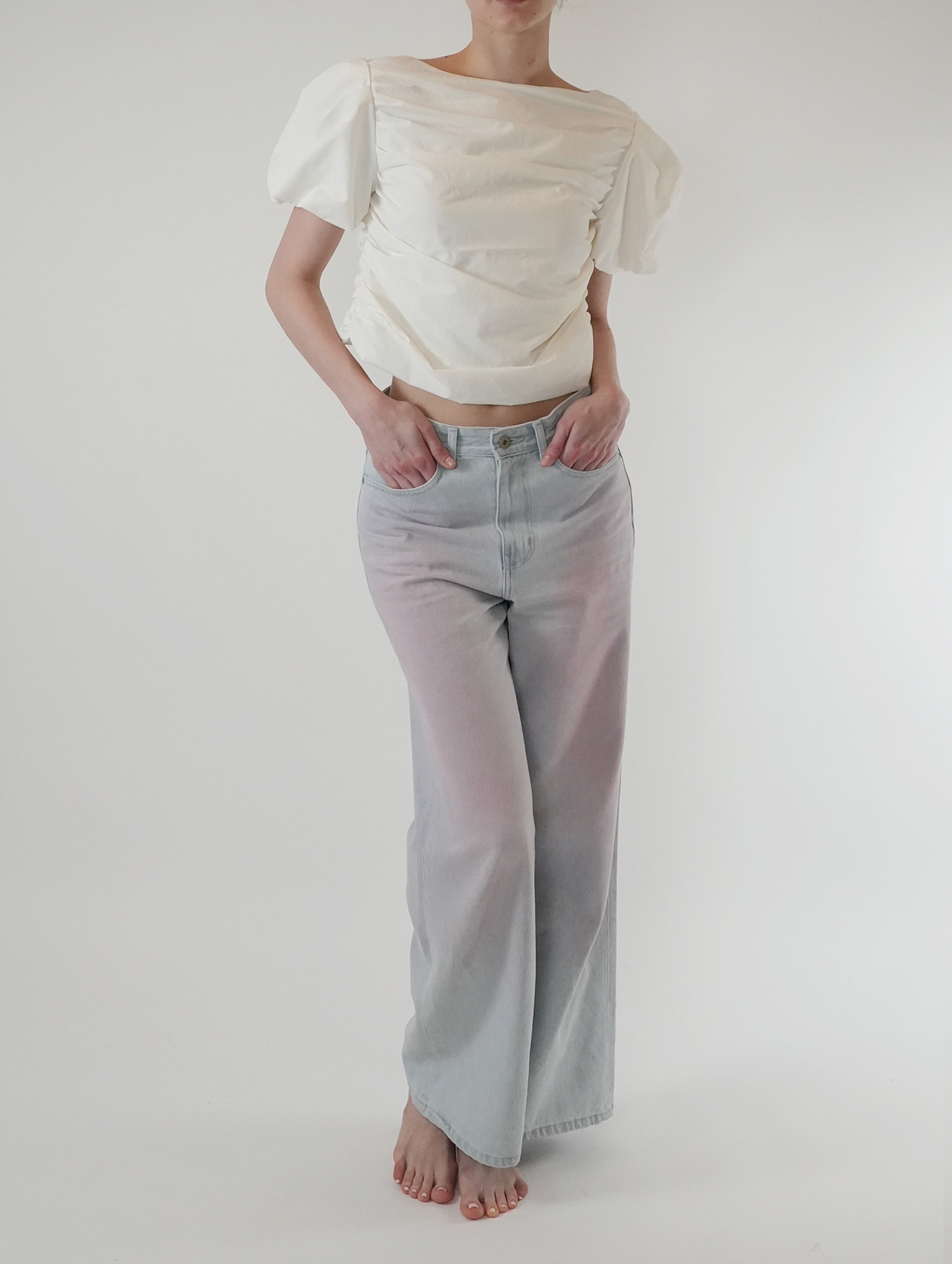 [Premium Handmade Denim] Pink Reve Wide Denim Pants