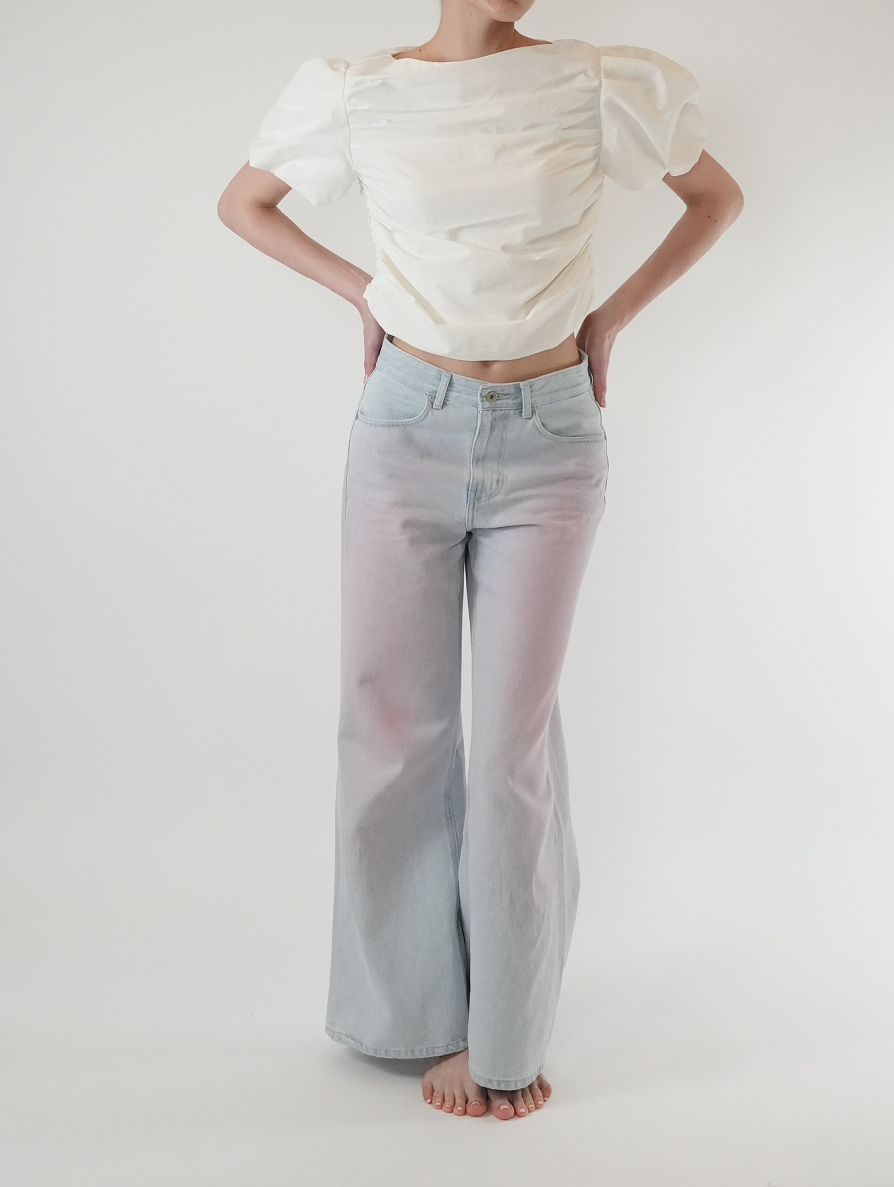 [Premium Handmade Denim] Pink Reve Wide Denim Pants