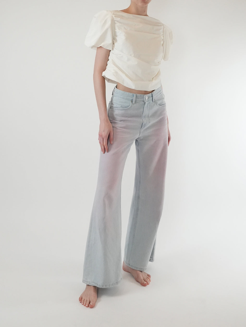 [Premium Handmade Denim] Pink Reve Wide Denim Pants