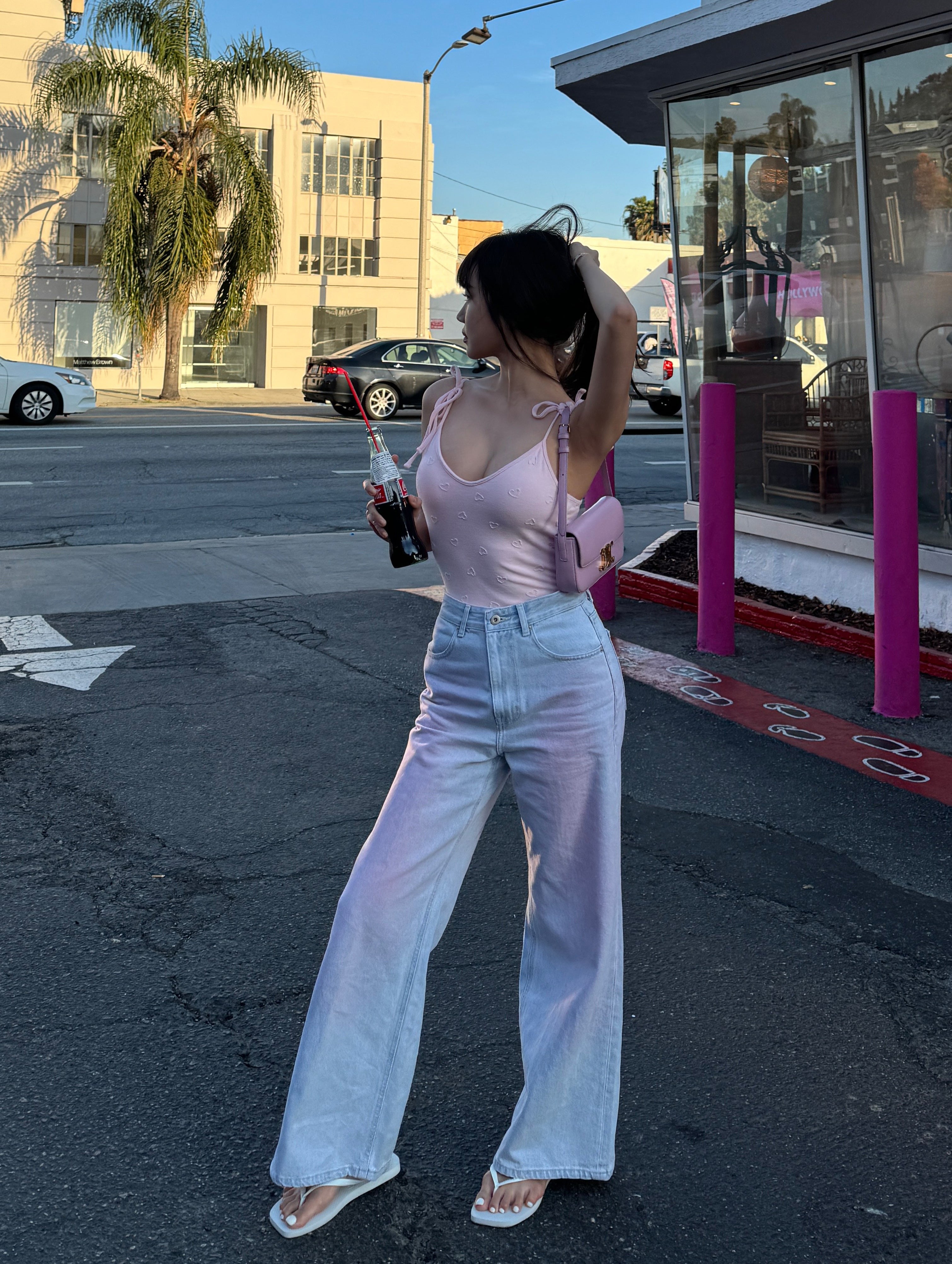 [Premium Handmade Denim] Pink Reve Wide Denim Pants