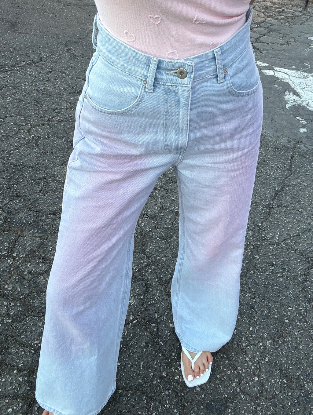 [Premium Handmade Denim] Pink Reve Wide Denim Pants