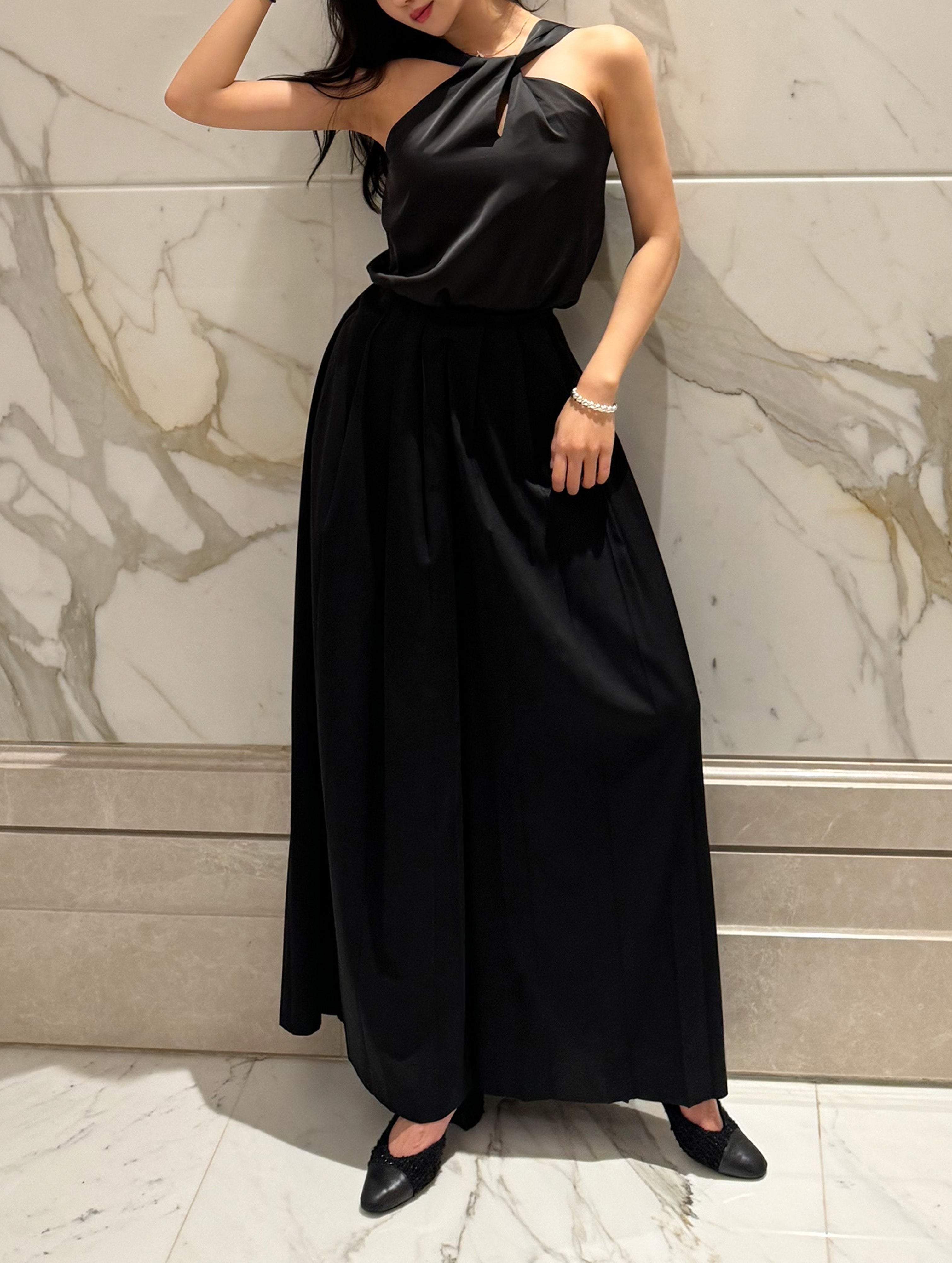 Silky Pleats Dressy Wide Pants
